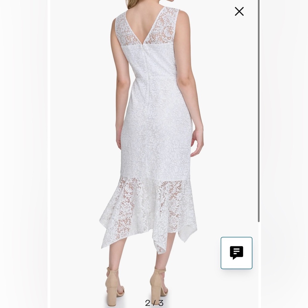 Kensie White Lace High Low Dress Sleeveless Fit Flare Size 10 Feminine - Picture 2 of 16